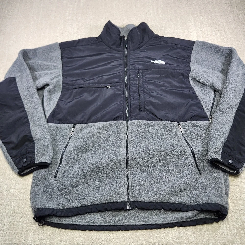 The North Face Denali Jacket Men Medium Polortec Heavy Fleece Gray Black